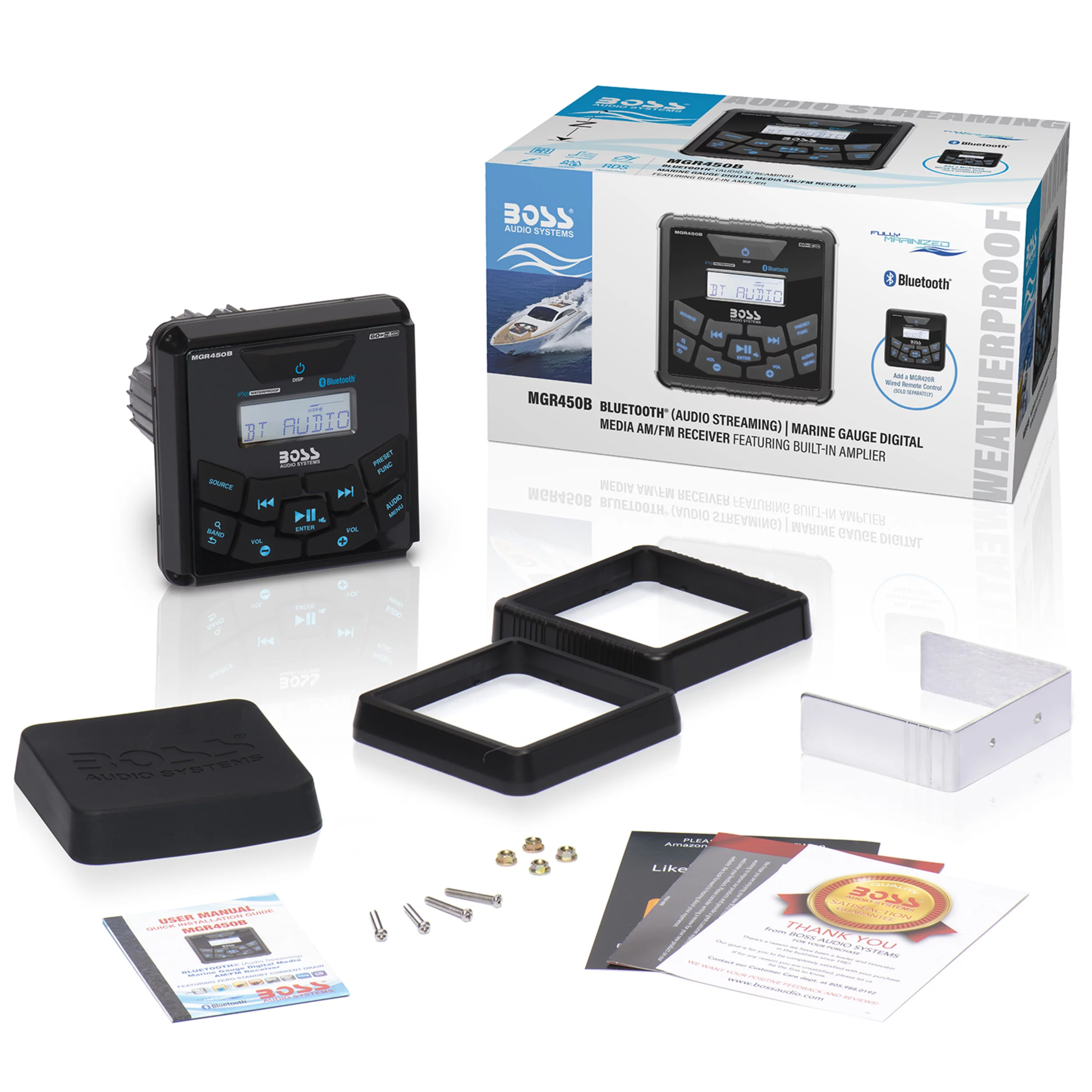 BOSS Audio MGR450B Marine Bluetooth MP3 Radio Stereo Boat Audio Receiver Player