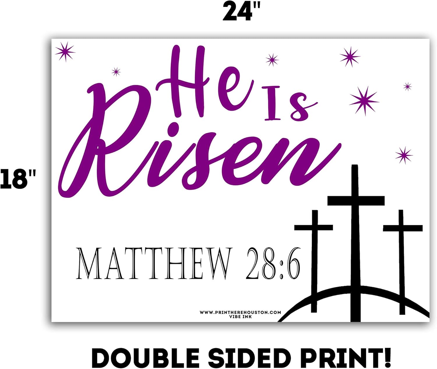 VIBE INK He is Risen - Matthew 28:6-24 x18 Decorative Jesus Easter Screen Printed Yard Signs with Metal Stake Stands - Waterproof, Double-Sided