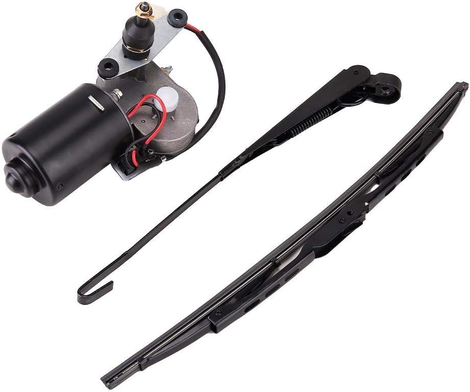 Universal 12V Electric Motor UTV Windshield Wiper Kit w/Windshield Washer Pump Kit Fit Hard Coated or Glass Windshields Polaris RZR Ranger etc.