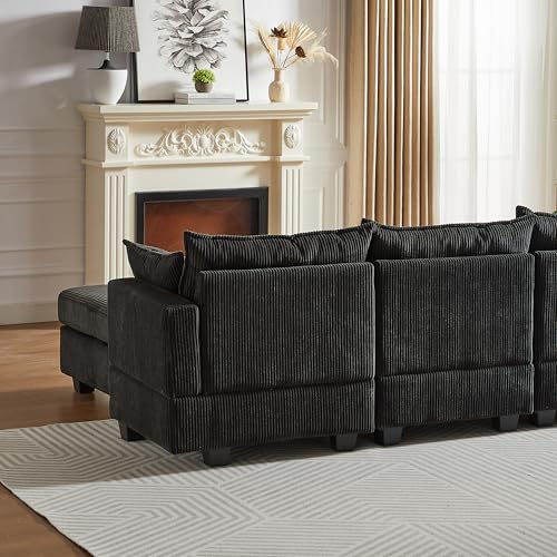 FANYE L/U-Shaped Oversized Free Combination Modular Storage Sectional Sofa Soft Corduroy Upholstered Deep Seat Sofa&Couch Convertible Sleeper Couch