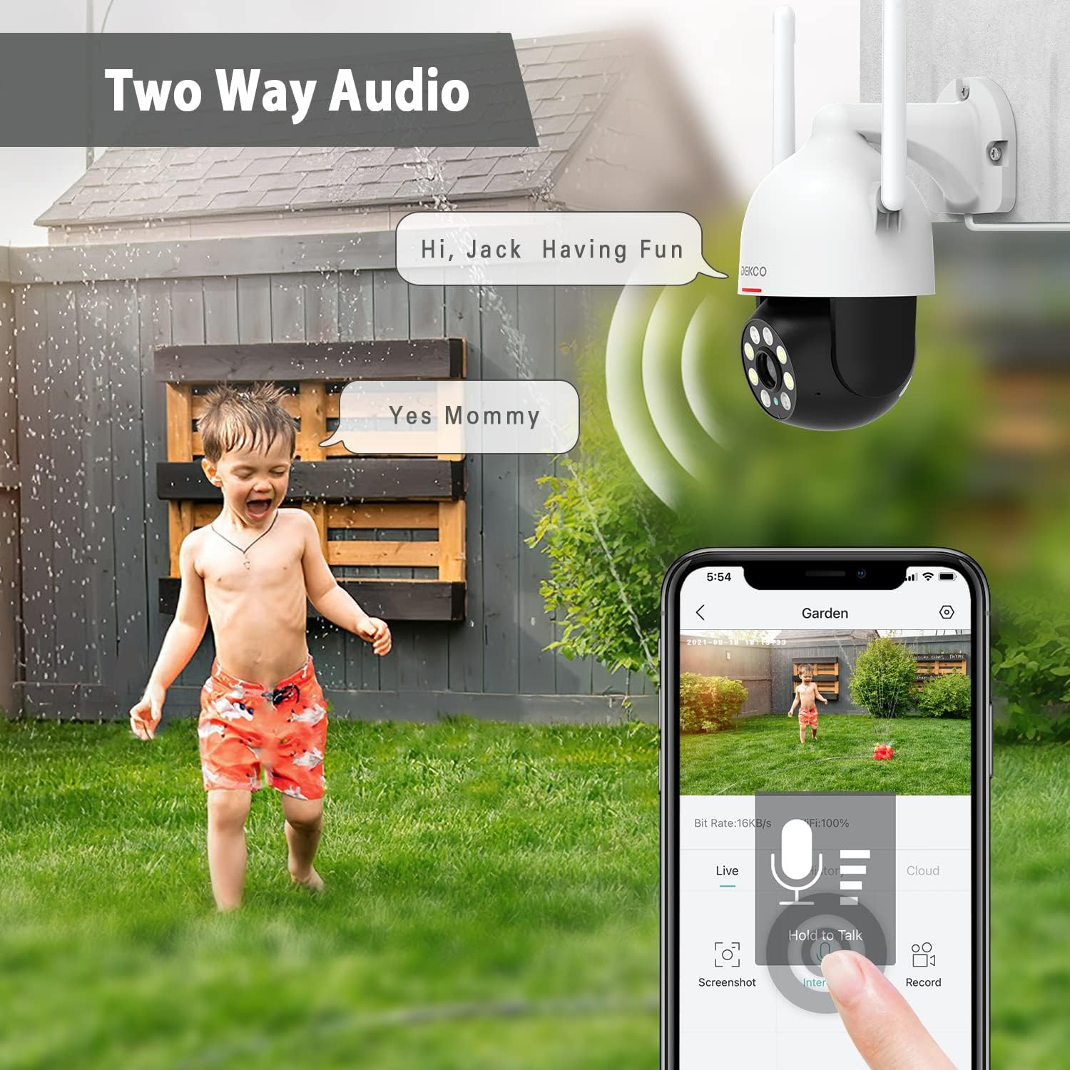 Security Camera Outdoor/Home, DEKCO WiFi Outdoor Security Cameras Pan-Tilt 360° View, 1080P Dome Surveillance Cameras with Motion Detection and Siren