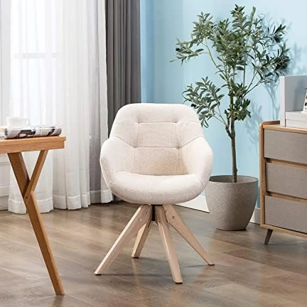 xrboomlife Mid Century Modern Swivel Armchair  Contemporary Fabric Accent Chair  Home Office Desk Chair No Wheels  Dining Chair Tufted Back with