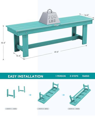 SERWALL Outdoor HDPE Dining Table Set, 7-Piece Outdoor Dining Table Sets with Umbrella Hole Cut-Out Table and 6 Chairs, Gray