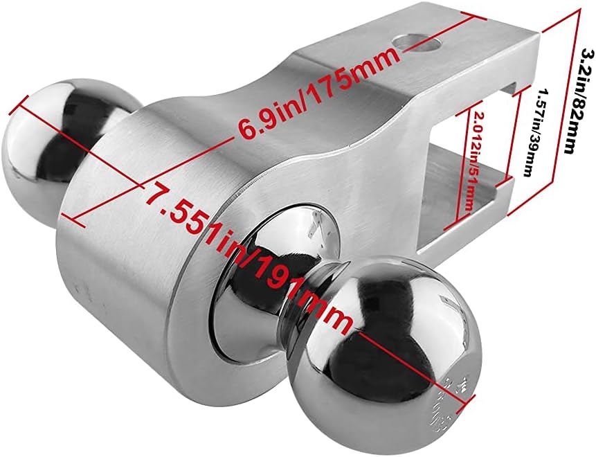 Flashark Adjustable Trailer Hitch Fits 2" inch Receiver, Aluminum Rapid Hitch 6" Drop/Rise, 2-Inch and 2-5/16-Inch Hitch Dual Ball Mount 5