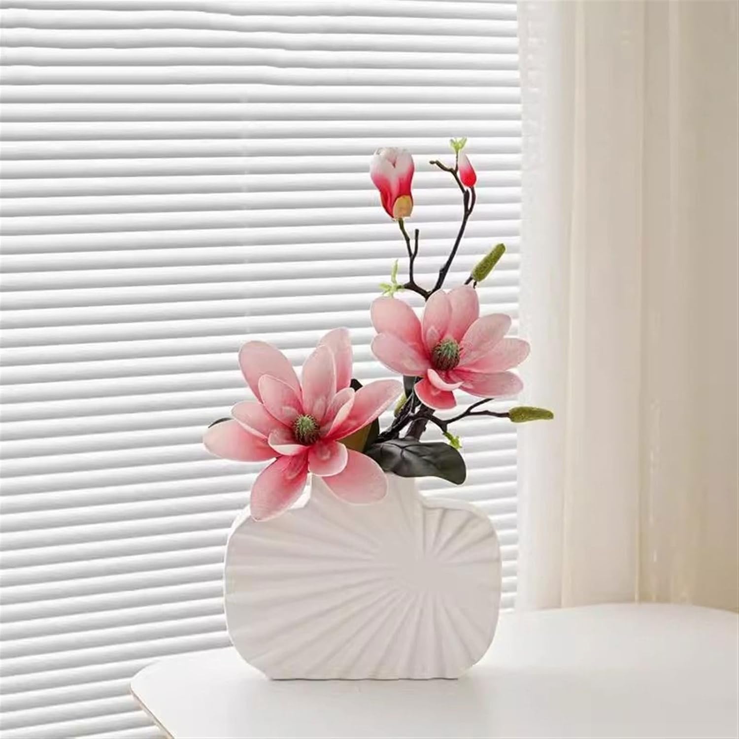 Artificial Flower, Modern Simple Magnolia Fake Flower Arrangement Living Room Simulation Bouquet Vase Flower Arrangement Hotel Decorations