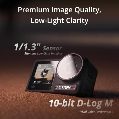 DJI Osmo Action 4 Standard Combo, 4K/120fps Waterproof Action Camera with a 1/1.3-Inch Sensor, Stunning Low-Light Imaging