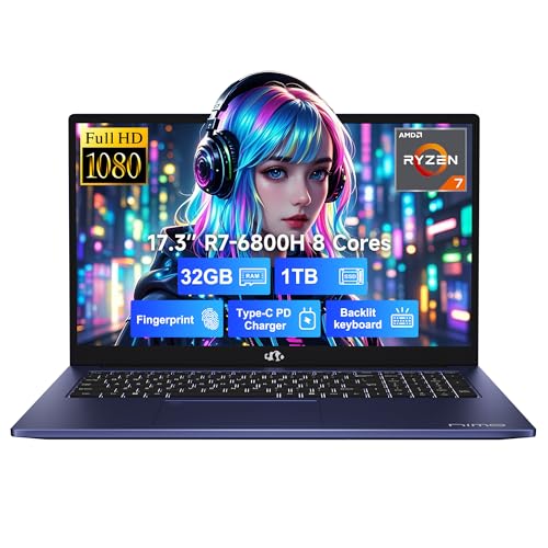 NIMO 17.3" IPS FHD-Gaming-Laptop, 8 Cores AMD Ryzen 7 6800H 16GB DDR5 RAM 1TB SSD (Beat Intel i7-12700H