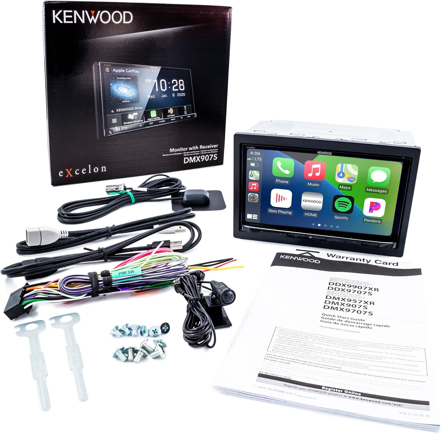 KENWOOD eXcelon DMX907S 6.95" Digital Multimedia Bluetooth Car Stereo with USB, AM/FM HD Radio, Double DIN, Wireless Apple CarPlay and Android Auto