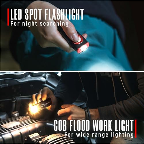 lexall LED Work Light, 1600 Lumens Mini Magnetic Flat EDC Flashlight with Clip