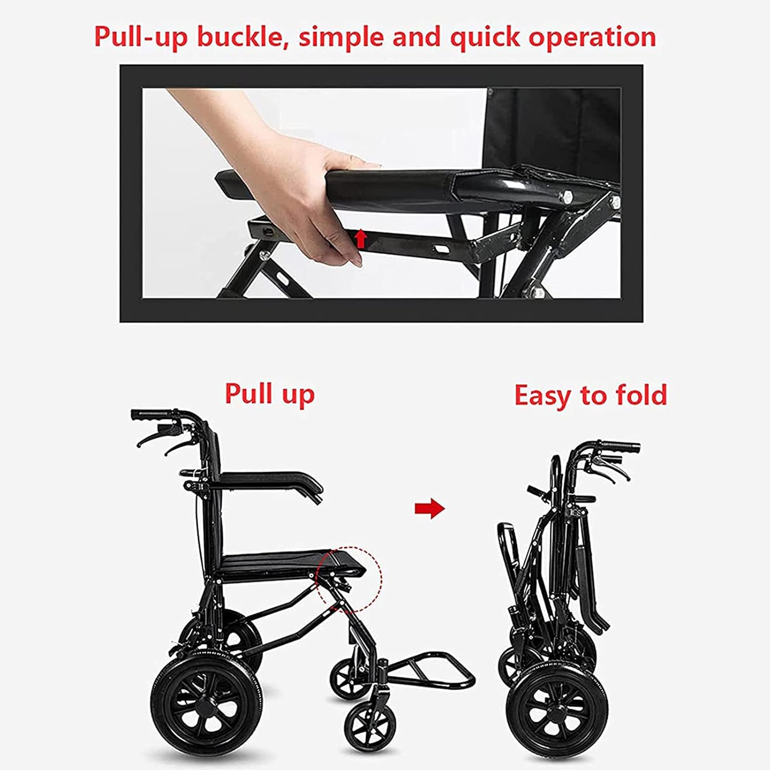 Bathroom Shower Chair, Multifunction Folding Bedside Commode Transport Wheelchair with 4 Wheels, Bathroom Toilet Seat for Elderly Disabled