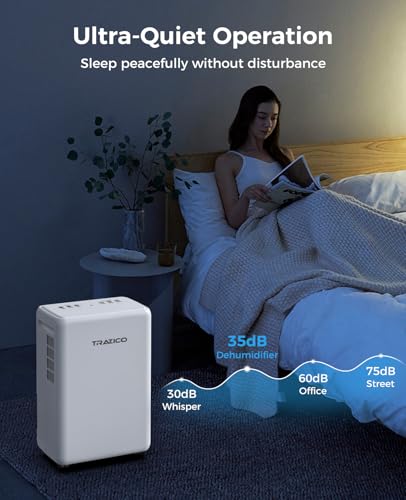 2000 Sq.ft Dehumidifier for Basement, Trazico 30 Pint Dehumidifiers for Home Large Room Bedroom Bathroom with Drain Hose