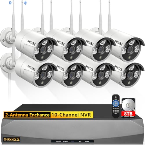 Dual Antennas for Wi-Fi Enhanced AI Human Detected 2K 3.0MP Wireless Security Camera System, Surveillance DVR Kits with 2TB Hard Drive