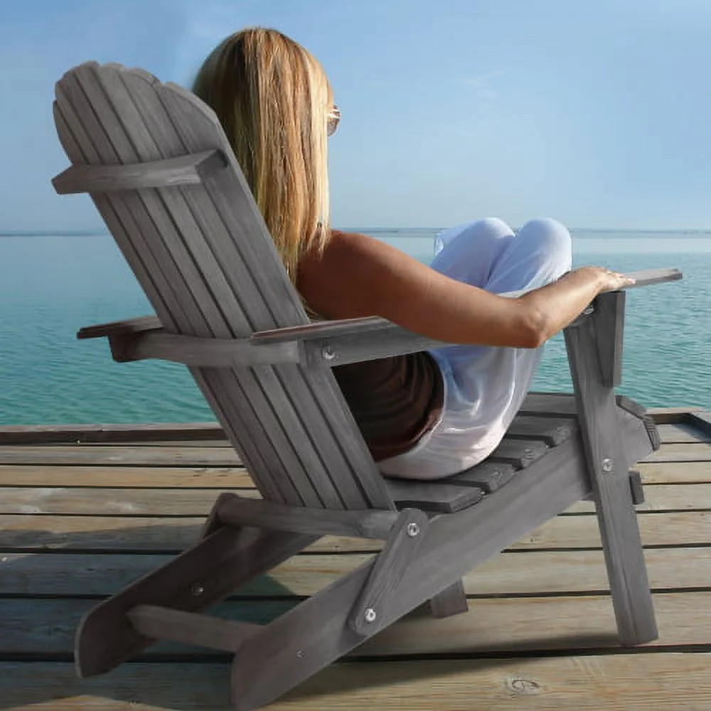 Portable Camping Chair Set of 2, Outdoor Wooden Folding Chair for Camping, Garden, Lawn, Backyard