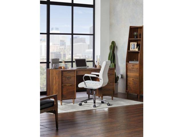 Realspace Modern Comfort Winsley Leather Mid-Back Chair, White