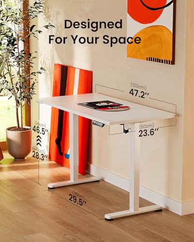 ErGear Height Adjustable Electric Standing Desk, 48 x 24 Inches Sit Stand up Desk, Memory Computer Home Office Desk with Two-Piece Desktop (Walnut)