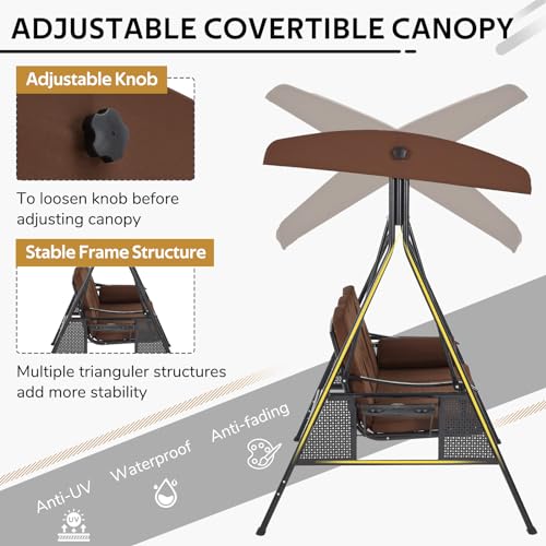 U-MAX Porch Swing Chair with Adjustable Backrest&Canopy