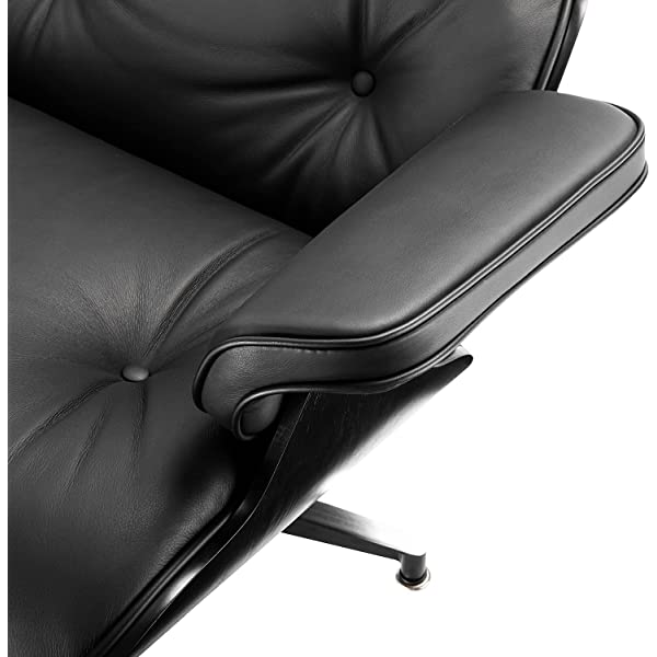 Mid Century Lounge Chair and Ottoman, Modern Chair Classic Design, Top Grain Leather Palisander Wood, Heavy Duty Base Support for Living Room, Study
