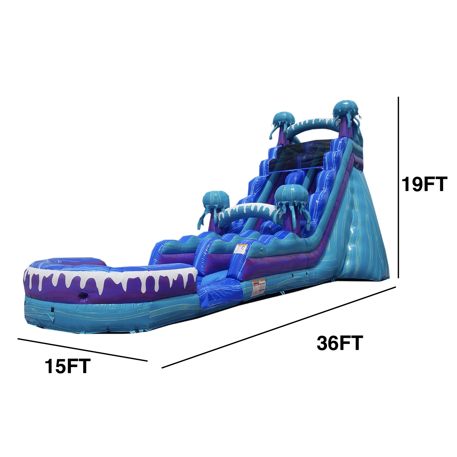 JumpOrange Commercial Grade Water Slide Inflatable with Splash Pool for Kids and Adults (with Blower), Electric Theme - Radiant Selections