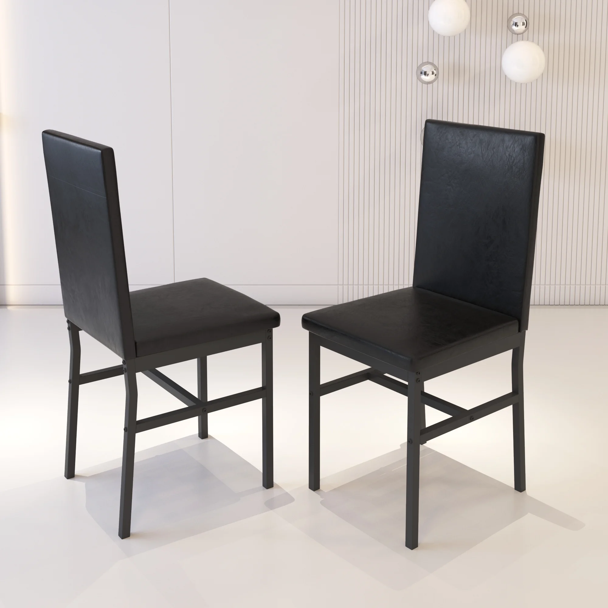 Dining Set for 4, 5-Piece Modern Dining Table and Chairs Set, Marble Top Table with 4 Leather Chairs for Kitchen Dining Room Living Room