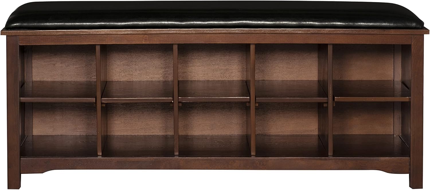Linon Cape Anne Dark Walnut Bench, Brown, 45W x 17D x 19H