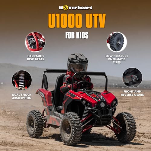 UTV Ride on Car (Large), 48V Shock Absorber Electric Vehicles with Disk Brake, Gear Switch, Steel Frame, Off-Road Tire, Flexible Seat Belt and Seat