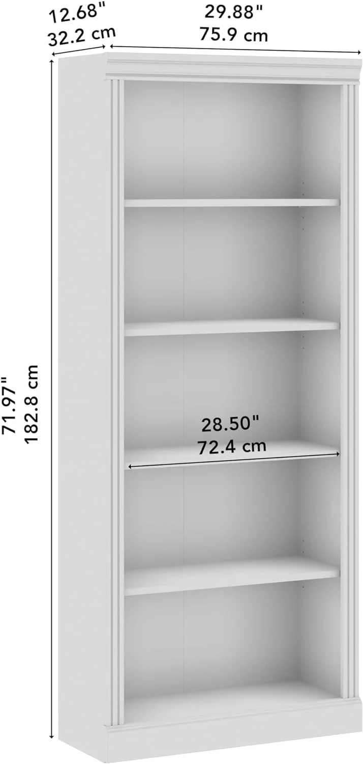 Bush Business Furniture Arlington Tall 5 Shelf Bookcase in Harvest Cherry