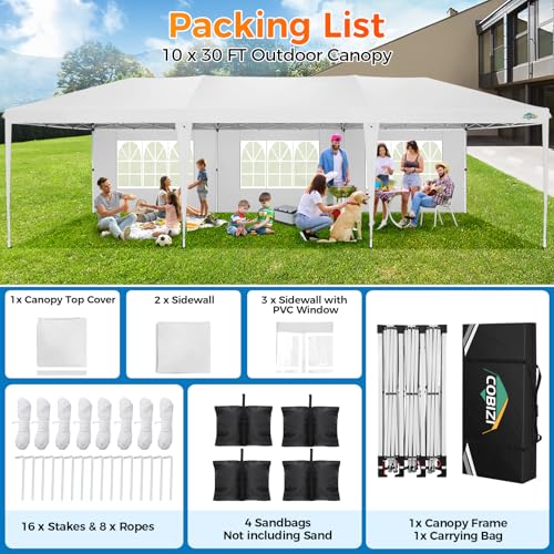 COBIZI 10x10 Pop up Canopy Tent Protable Canopy Tent with 4 Sidewalls Waterproof Commercial Instant Shelter for Parties, Wedding