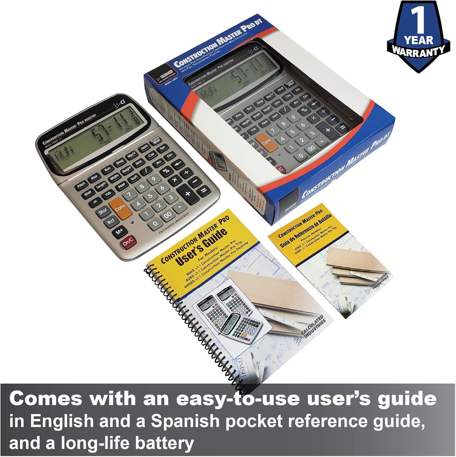 Calculated Industries 44080 Construction Master Pro-Desktop Advanced Construction Math Feet-Inch-Fraction Calculator with Trig Tool for Architects