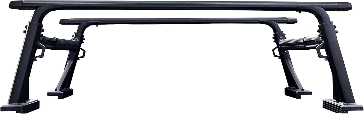 Aluminum Retractable Truck Bed Rack Hauling Cargo Rack System Universal for Pickup Trucks No Drill & Clamp On