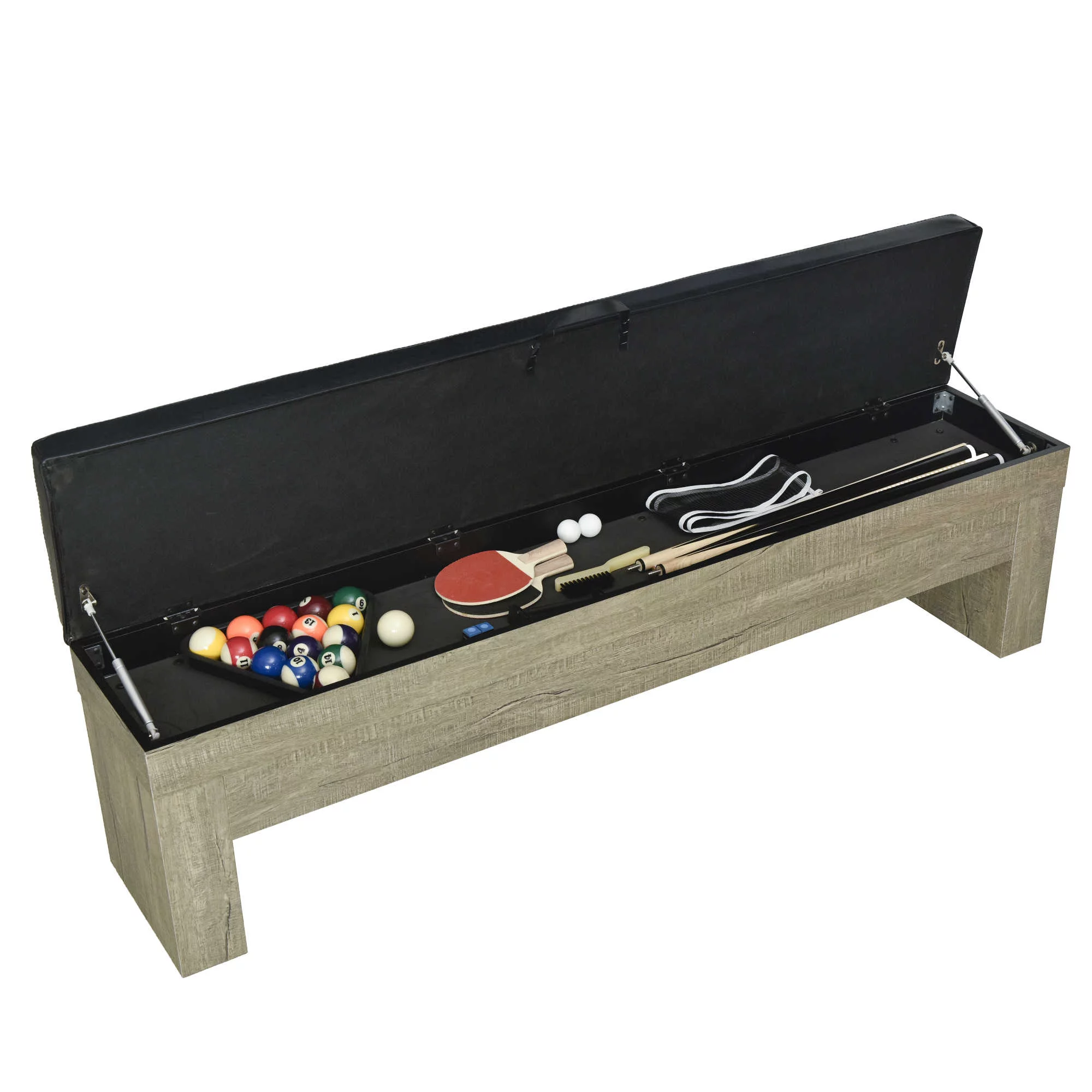 Hathaway Newport 7-ft Pool Table Combo Set with Benches - Rustic Gray Finish