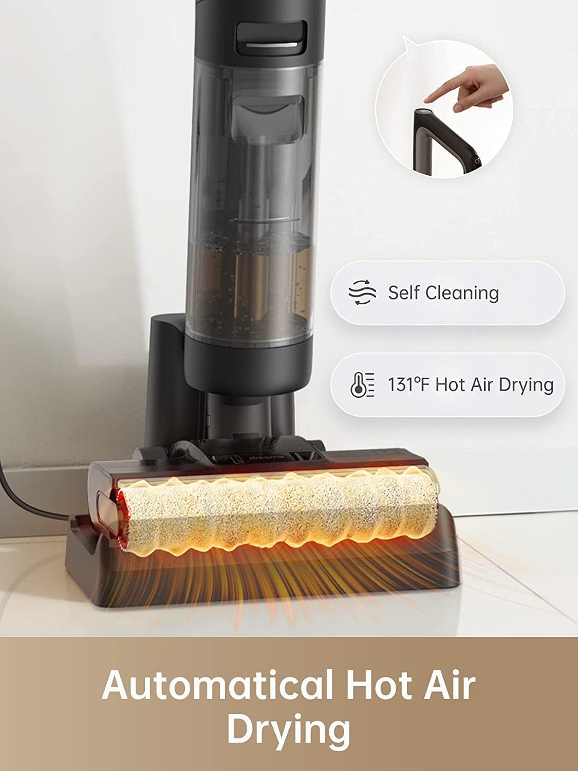 dreame H12 PRO Wet Dry Vacuum Cleaner, Smart Floor Cleaner Cordless Vacuum and Mop for Hard Floors, One-Step Edge to Edge Cleaning with Hot Air Drying