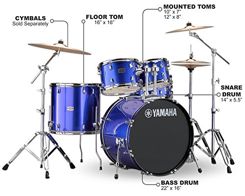 Yamaha Rydeen 5pc Shell Pack with 22" Bass Drum, Black Glitter