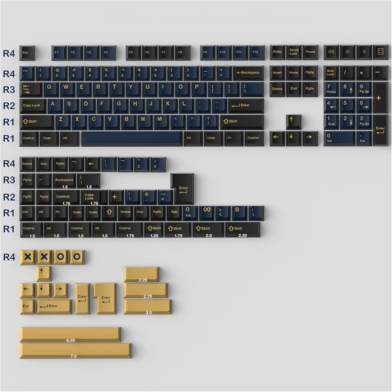 Keycaps 171 Keys Blue Samurai Custom Keycaps Doubleshot ABS Keycap Set Cherry Profile for Cherry Gateron MX Switches Mechanical Keyboard US and UK
