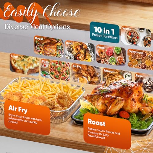 Nuwave Bravo Pro Smart 21QT Toaster Oven Air Fryer Combo, Convection Oven Countertop, 10 functions all in 1, with even & quick crisp technology