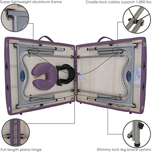 EARTHLITE Portable Massage Table LUNA - Ultra-Lightweight, Patented Aluminum Reiki Frame incl. Flex-Rest Face Cradle & Carry Case (29lb)