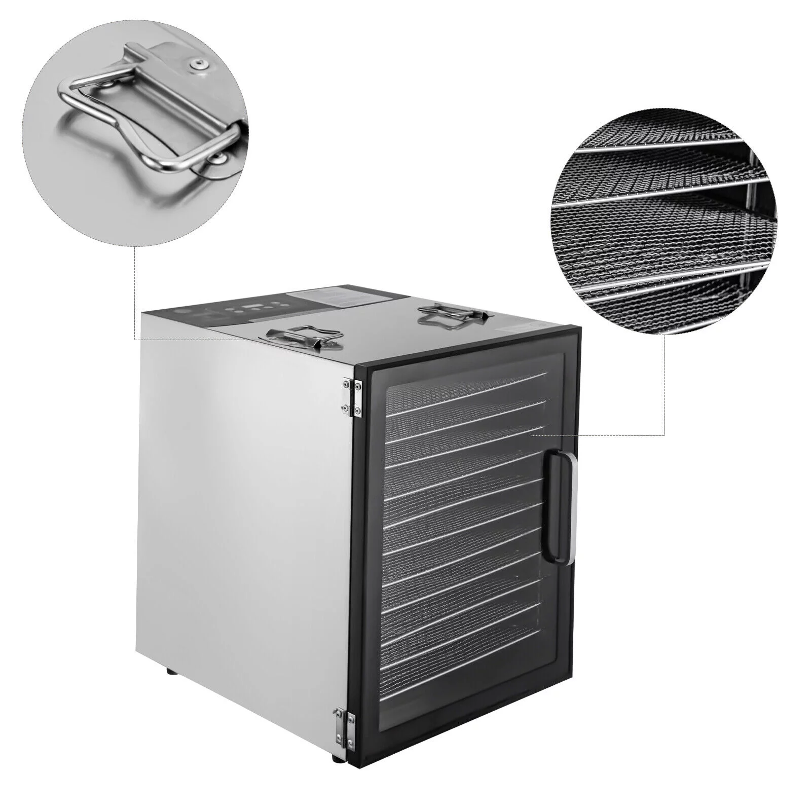 12-Tray Food Dehydrator Stainless Steel Meat Fruit/Vegetable Jerky Dryer Machine