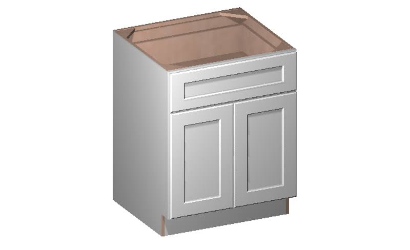 Wilora Hawthorne Shaker White 27x22 x 34.5x22 x 24x22 2 Doors, 1 Drawer, 1 Shelf, 2 Rollout Shelves Base Cabinet | High-Density