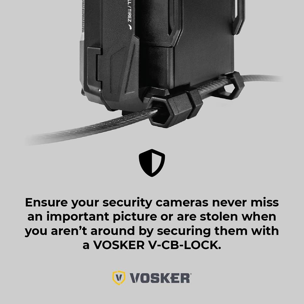 Vosker Security Camera Security Cable Lock with 2 Keys, Flexible Braided Steel, 6 Feet Long, Universal Cam and Protection Box Support