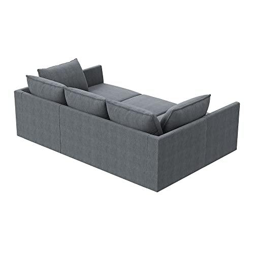 HONBAY Modular Sofa Sectional Sleeper Couch with Ottomans Reversible Sleeper Sectional Sofa Modular Couch with Storage, Aqua Blue