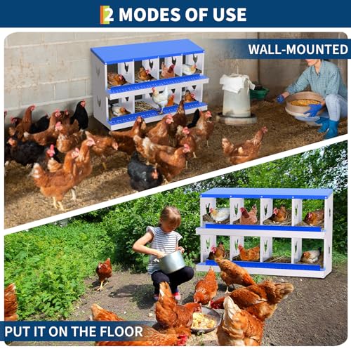 Garvee Chicken Nesting Box with Removable Tray, 8 Compartment Nesting Boxes for Chickens, Easy to Clean and Install