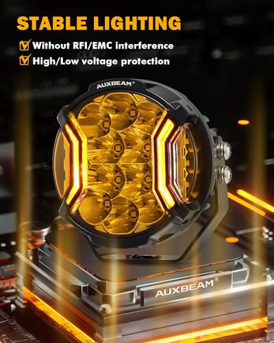 Auxbeam V-MAX Series 72W LED Pod Driving Lights, 4x2.5 Inch Rectangle Side Shooter Offroad Cube Spotlights with Amber DRL