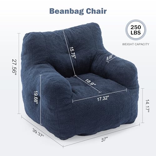INMOZATA 3FT Bean Bag Chair for Adult Teens Kids(with Filler) Furniture - Soft Teddy Fabric Lazy Sofa Chair