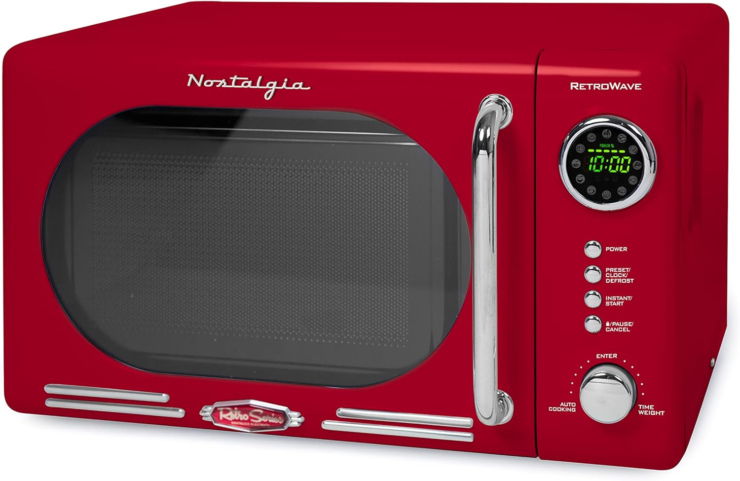 Nostalgia Retro Compact Countertop Microwave Oven - 0.7 Cu. Ft. - 700-Watts and Nostalgia Retro Stainless Steel Electric Tea And Water Kettle