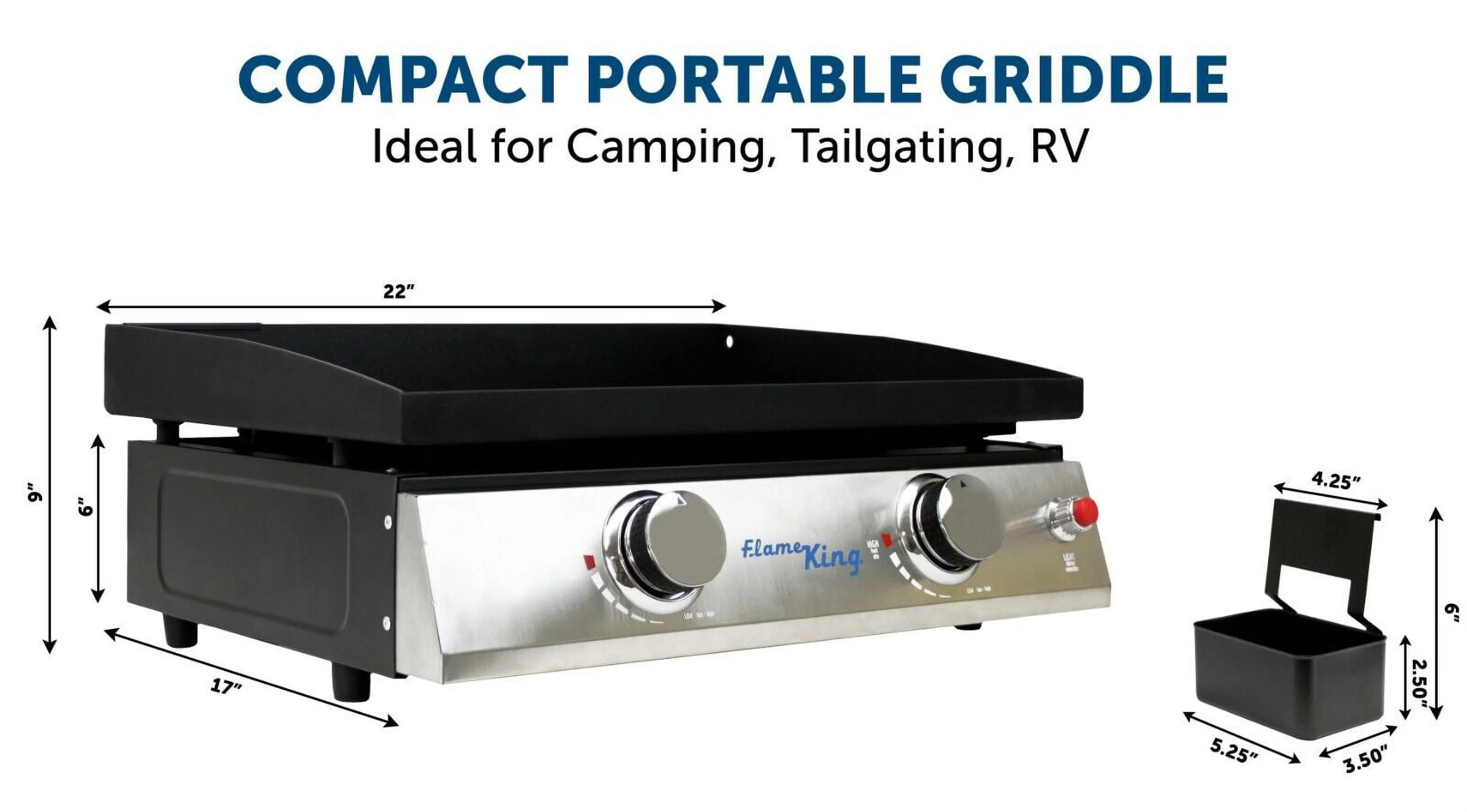 2-Burner Propane Tabletop, Heavy Duty Flat Top Cast Iron Outdoor Griddle Grill