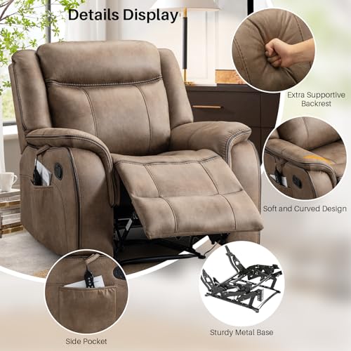 Massage Recliner Chair with Heated, Faux Leather Recliner Chairs for Adults