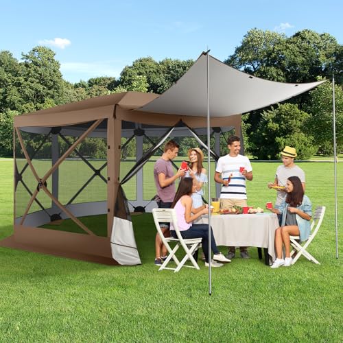 COBIZI 12x12ft Pop up Gazebo Screen Tent Screen House for Camping, Camping Outdoor Screened Gazebo, Canopy Tent