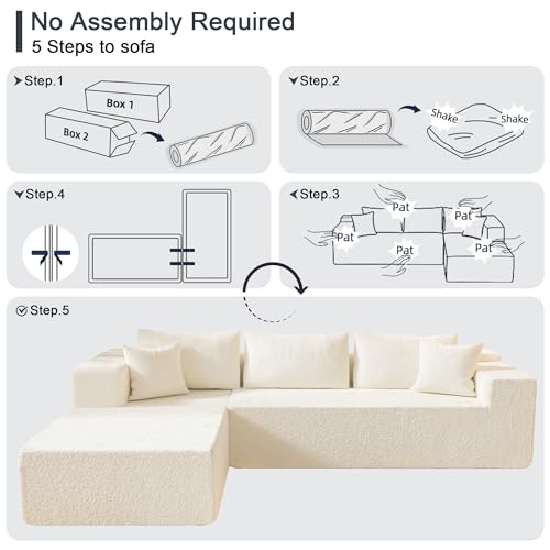 104" Sectional Couches for Living Room, Modular Sectional Sofa with Deep Seat, L-Shape Couch with Chaise, Cloud Couch for Living Room Bedroom