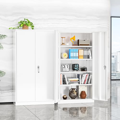 INTERGREAT Metal Storage Cabinets 72” Black Garage Steel Storage Cabinet with Doors and Shelves, Metal Tool Cabinet