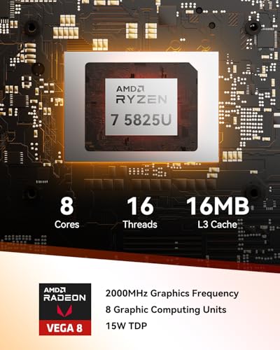GEEKOM A5 Mini PC, AMD Ryzen 7 5825U, 16GB RAM&512GB M.2 NVMe SSD, Windows 11 Pro Desktop Computer, Vega 8 Graphics, 8K UHD, Dual HDMI | Wi-Fi 6