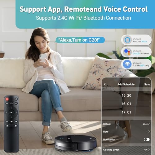 Robot Vacuum and Mop Combo, 2-in-1 Robotic Vacuum Cleaner with Tangle-Free Suction, WiFi/Alexa/App Control, Auto Recharge